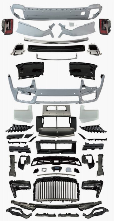 طقم هيكل خارجي كامل أمامي وخلفي — مناسب لـ Rolls-Royce Cullinan موديلات 2019–2024 ترقية إلى شكل 2025