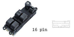 (مجموعة مفاتيح تحكم زجاج (ماستر) - نيسان بيك أب D22 | جهة السائق (FL) | 16 خط)