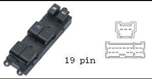 (مجموعة مفاتيح تحكم زجاج (ماستر) - نيسان تيدا | جهة السائق (FL) | 19 خط)
