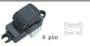 (مفتاح تحكم زجاج فرعي - نيسان تيدا | جهة الركاب (FR/RL/RR) | 6 خط)