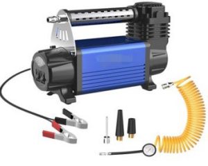كمبروسر هواء محمول للسيارة 12 فولت مع خرطوم 4 متر وملحقات متعددة