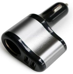 شاحن سيارة مع منفذ ولاعة ومنفذي USB