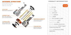 لمبات LED أمامية عالية الإضاءة مع نظام تبريد متطور