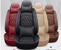 أغطية مقاعد سيارة جلد فاخر بتصميم أنيق مبطن لراحة وأناقة داخل السيارة