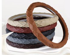 غطاء مقود سيارة بتصميم جلد مضفر أنيق – لمسة فخامة وراحة أثناء القيادة